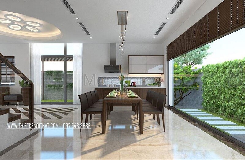 Thiết kế nội thất biệt thự cao cấp với bộ bàn ăn gỗ tự nhiên mang đến không gian phòng ăn lí tưởng đẳng cấp Thiết kế nội thất biệt thự