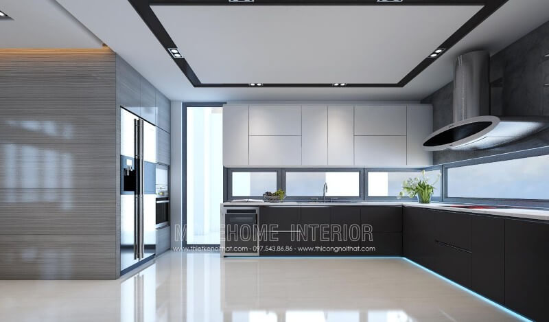Thiết kế tủ bếp gỗ công nghiệp phong cách đơn giản, nhẹ nhàng nhưng vẫn đảm bảo công năng sử dụng cho người nội trợ trong quá trình nấu nướng Tủ bếp hiện đại, tủ bếp chữ u, tủ bếp chữ i, tủ bếp chữ l