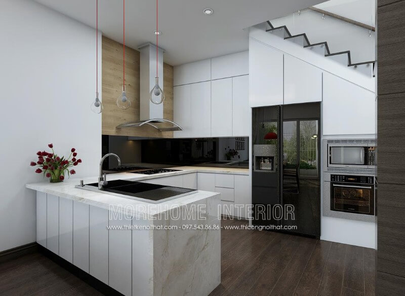 Thiết kế tủ bếp cho nhà phố phong cách hiện đại đầy tinh tế Thiết kế và sản xuất tủ bếp đẹp