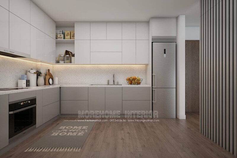 Thiết kế phòng bếp chung cư đơn giản, đẹp mắt Thiết kế phòng bếp, tủ bếp gỗ An Cường