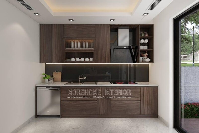 Bố trí nội thất phòng bếp hiện đại đẹp có máy rửa bát cho nhà phố, chung cư, biệt thự. Thiết kế nội thất phòng bếp