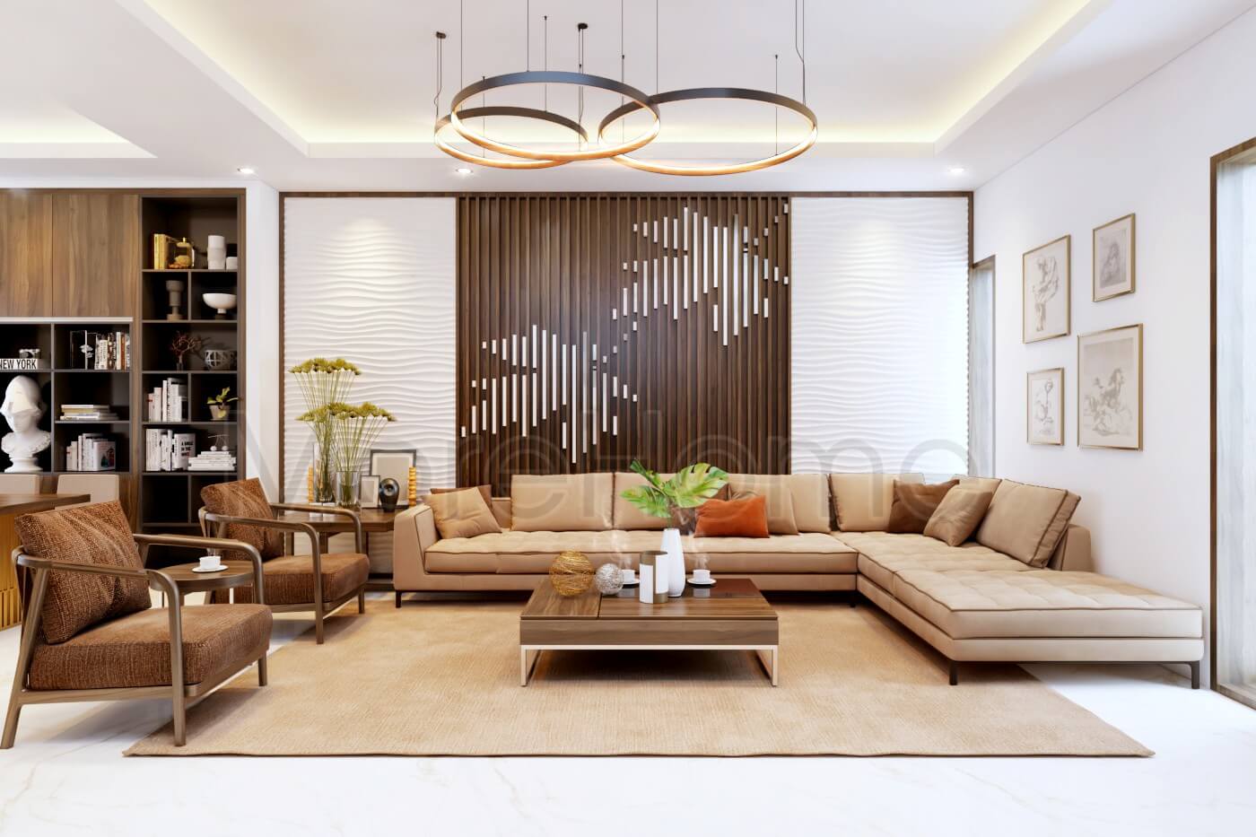 Thiết kế nội thất gỗ đẹp cho phòng khách sang trọng hút mắt khi bước vào cửa nhà Thiết kế nội thất phòng khách nhà phố