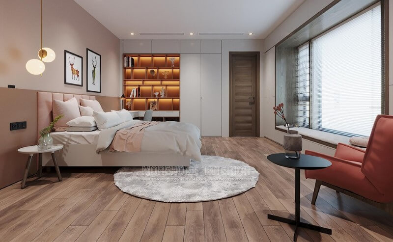 Thiết kế nội thất phòng ngủ bé gái với tông màu hồng nhẹ nhàng cho nhà phố hiện đại Thiết kế phòng ngủ nhà phố