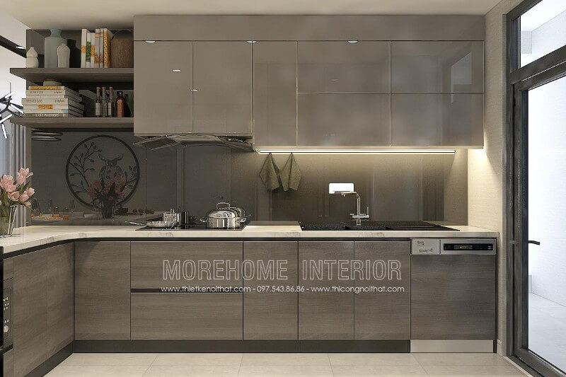 Thiết kế nội thất tủ bếp chung cư Discovery Complex tại Hà Nội đẹp và ấn tượng Thiết kế tủ bếp chung cư đẹp