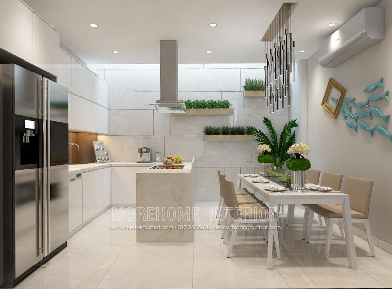Thiết kế nội thất tủ bếp chung cư nhỏ phong cách hiện đại đầy tinh tế Thiết kế tủ bếp chung cư đẹp