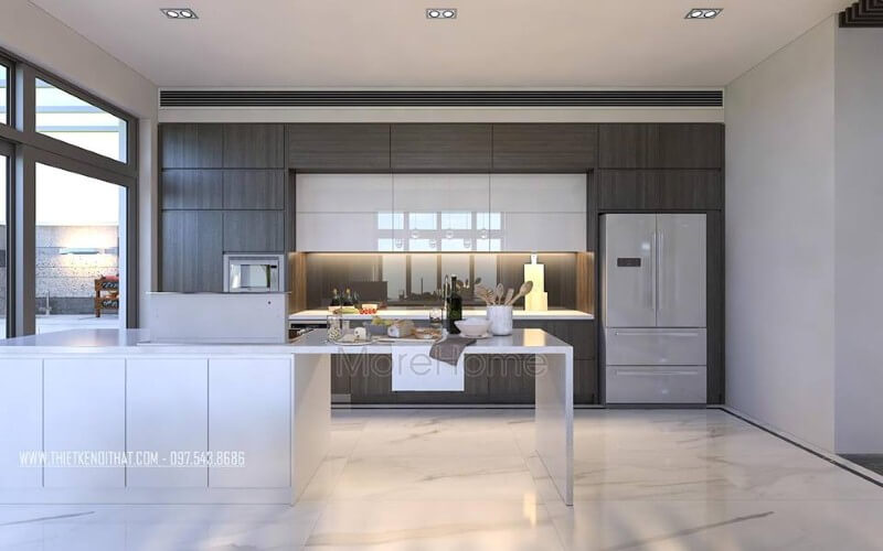 Bố trí nội thất phòng bếp hiện đại, đẹp, sang trọng cho nhà phố, biệt thự. Thiết kế phòng bếp đẹp và sang trọng
