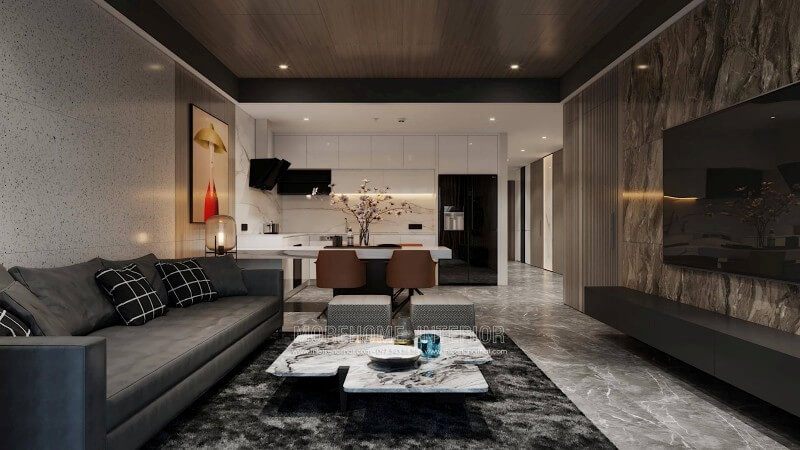 Tạo điểm nhấn cho phòng khách chung cư ấn tượng với bộ sofa văng