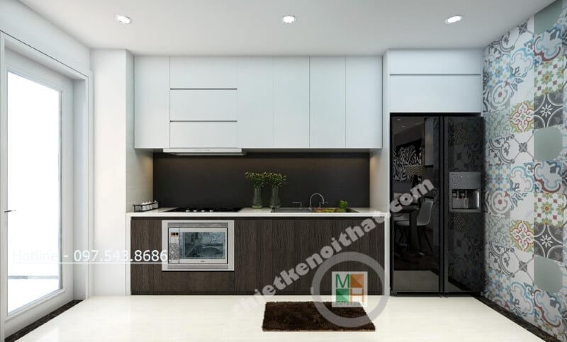 Thiết kế tủ bếp chung cư hiện đại đơn giản nhưng vẫn đảm bảo tiện nghi cho người nội trợ