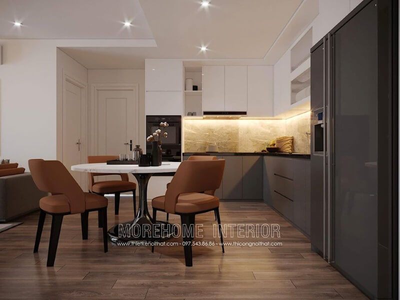 Mẫu tủ bếp gỗ công nghiệp Acrylic mang lại cho phòng bếp sang trọng và tinh tế hơn cả