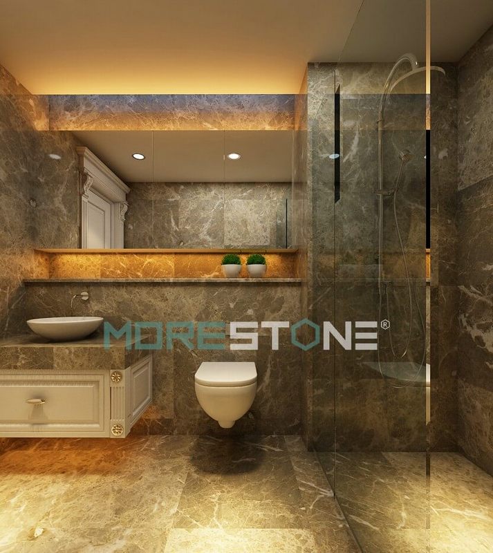 Đá tự nhiên marble xám vân mây là sự lựa chọn tuyệt vời cho các thiết kế phòng tắm biệt thự, chung cư, nhà phố