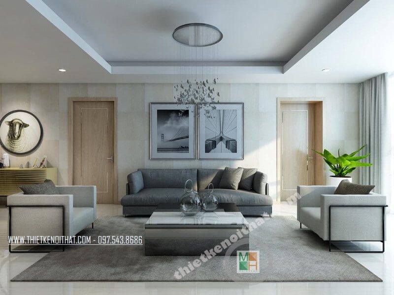 Bàn trà phòng khách nhỏ nhắn sử dụng gỗ công nghiệp tráng giương màu trắng mang đến vẻ đẹp sang trọng, tinh tế