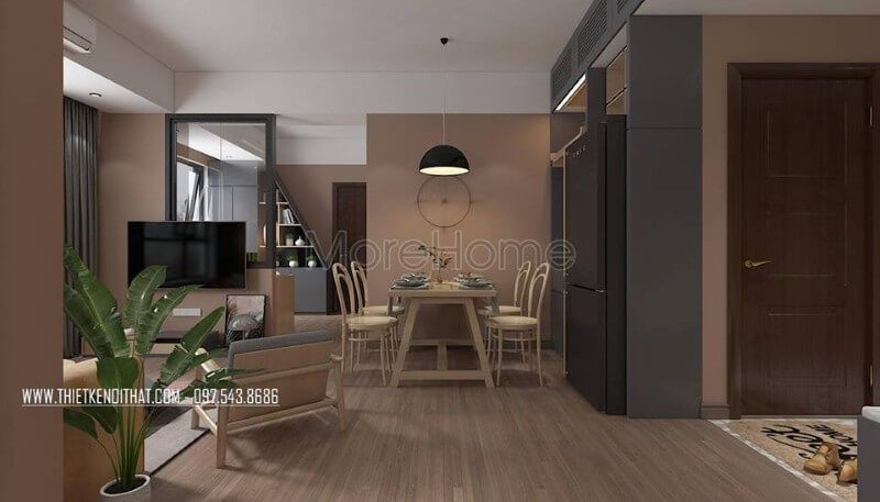 Bàn ăn gỗ công nghiệp thiết kế nhỏ gọn, xinh xắn, kiểu dáng hiện đại tạo dựng không gian ăn uống đẹp