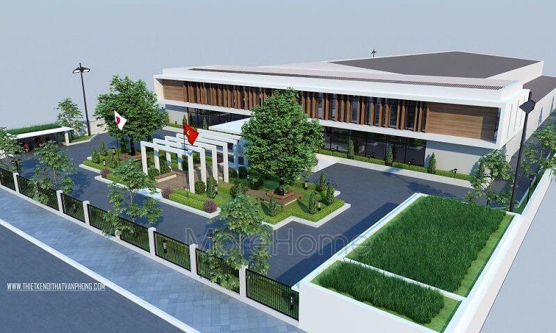 Mẫu thiết kế kiến trúc văn phòng xanh đẹp cho công ty Bình Minh