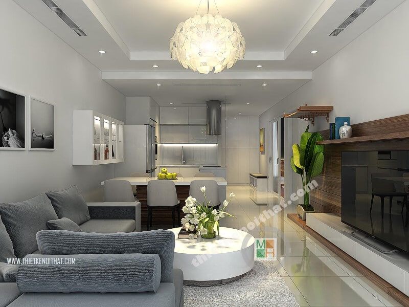 Thiết kế nội thất phòng khách chung cư Royal City hiện đại