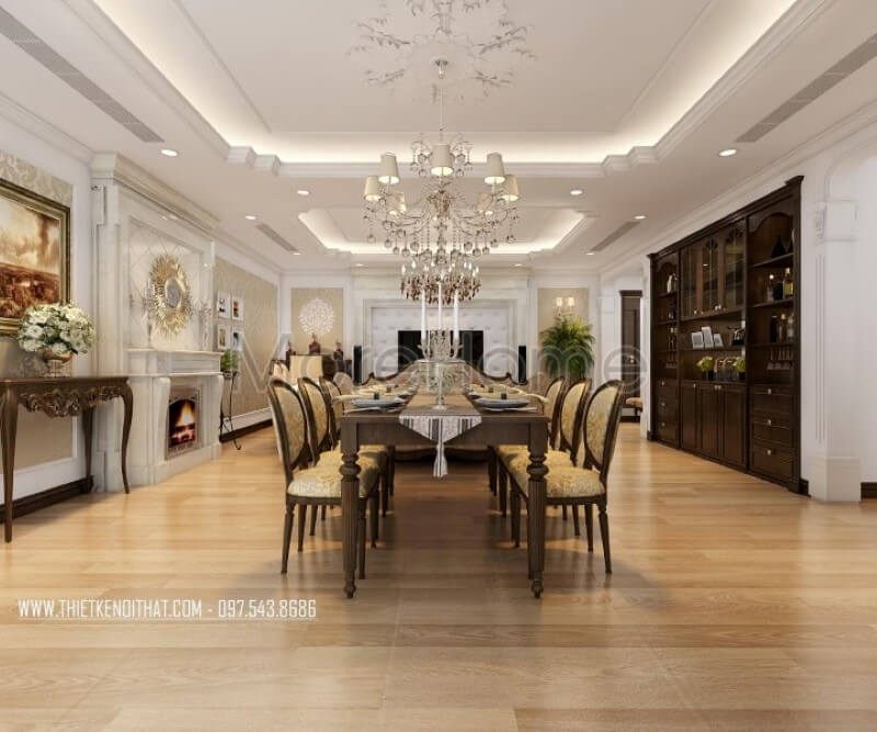 Thiết kế phòng ăn chung cư đẹp liền kề phòng khách mang đến sự tiện lợi và linh hoạt cho không gian sống cho gia chủ