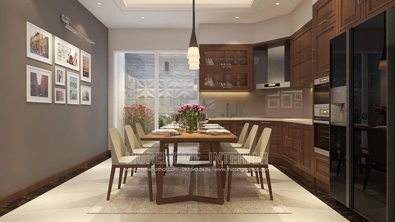 Bộ bàn ăn cao cấp với kiểu dáng nhỏ gọn, trẻ trung phù hợp với phòng bếp chung cư, nhà phố,,..