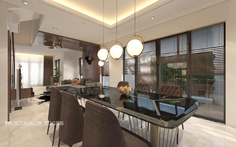 Bộ bàn ăn 6 chỗ với mặt bàn khá rộng, phù hợp với nhiều mục đích sử dụng của gia chủ, không chỉ là các bữa ăn gia đình ấm cũng, mà còn là các bữa tiệc với bạn bè hay đại gia đình