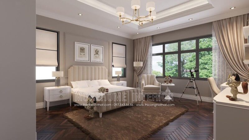 Mẫu giường ngủ trẻ em bọc da màu sữa được thiết kế và sản xuất tại Morehome