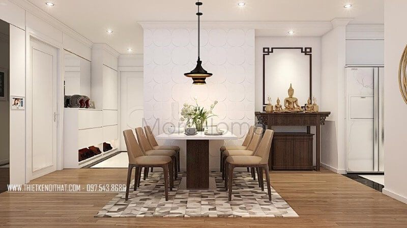 Thiết kế nội thất phòng ăn chung cư hiện đại và tinh tế