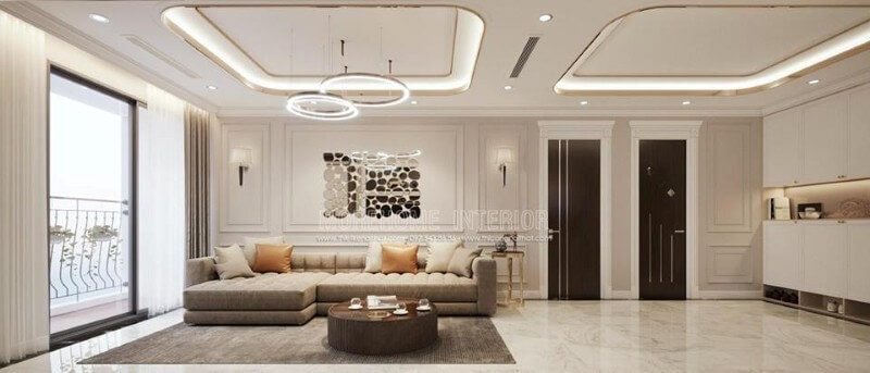 Nội thất phòng khách chung cư tân cổ điển đẹp sang trọng, ấn tượng