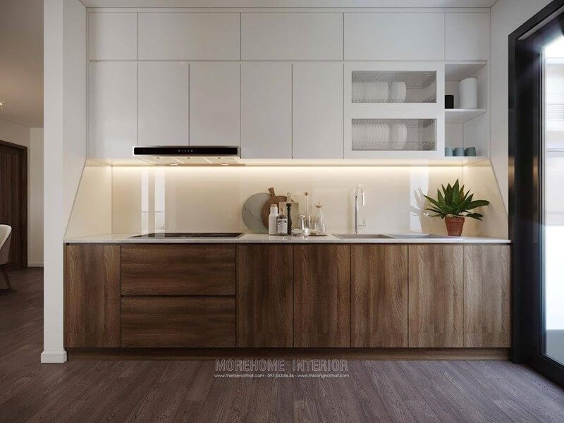 Thiết kế nội thất căn bếp hiện đại với đồ nội thất tiện nghi