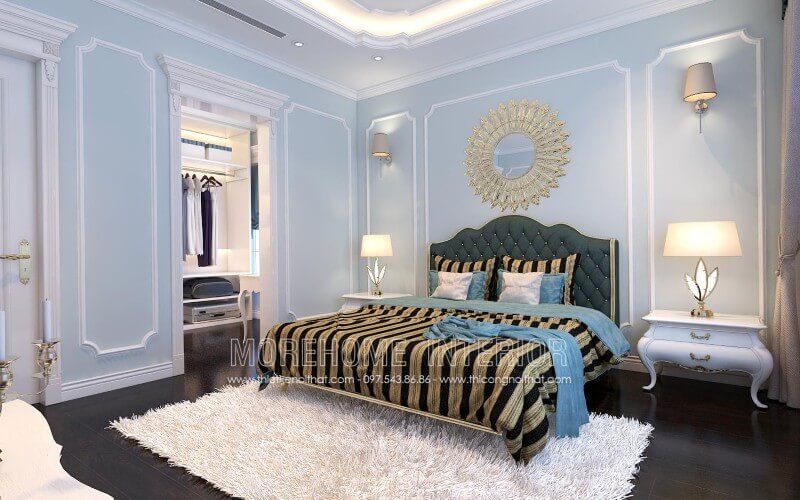 Mẫu giường ngủ giá rẻ được Morehome thiết kế với phong cách tân cổ điển nhẹ nhàng, sang trọng phù hợp với xu thế mới